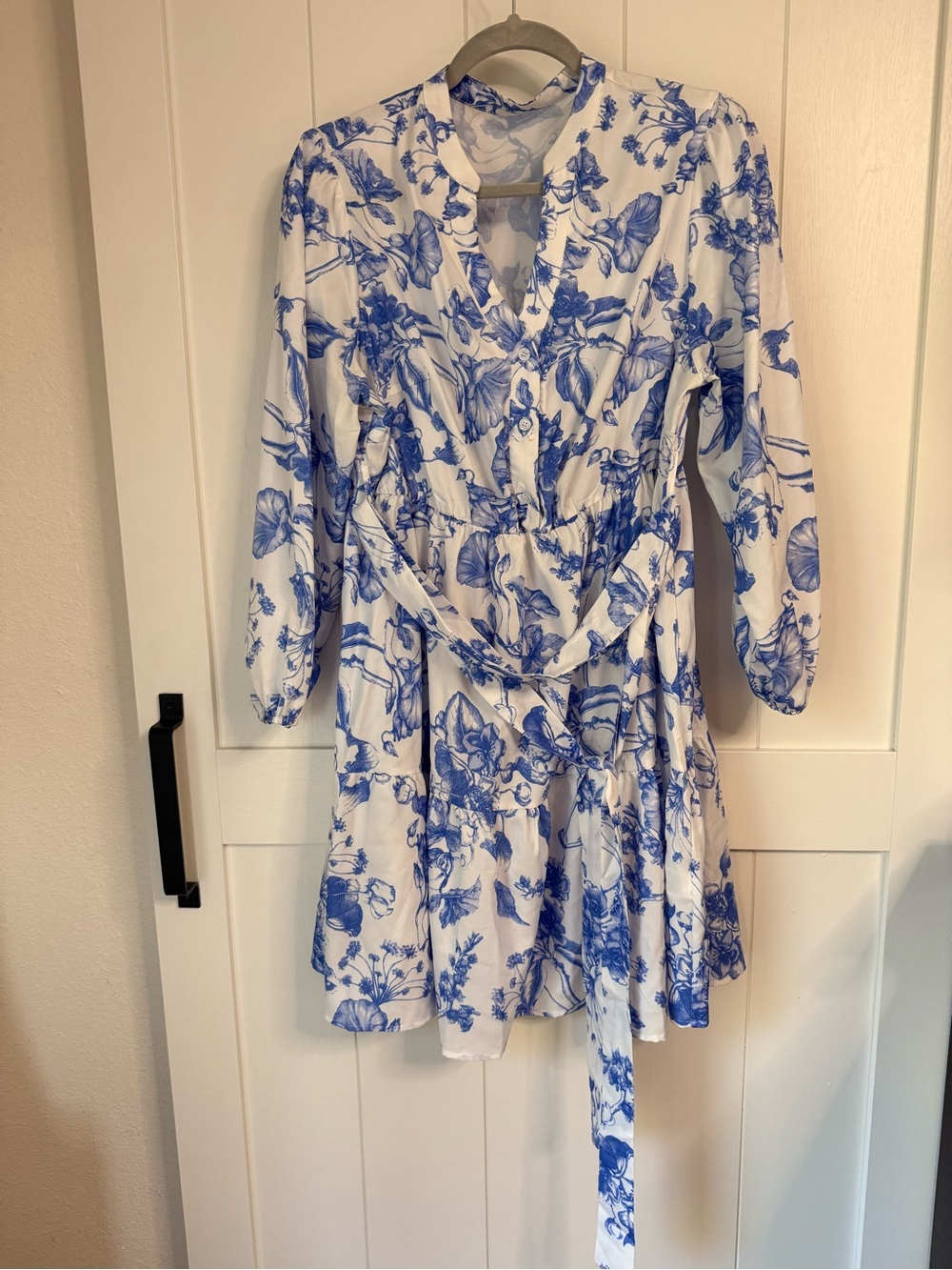 Blue Floral Wrap Dress - White & Blue Womens Dress